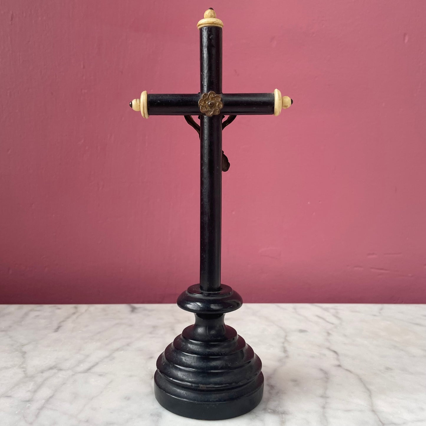 Antique Ebony Standing Crucifix