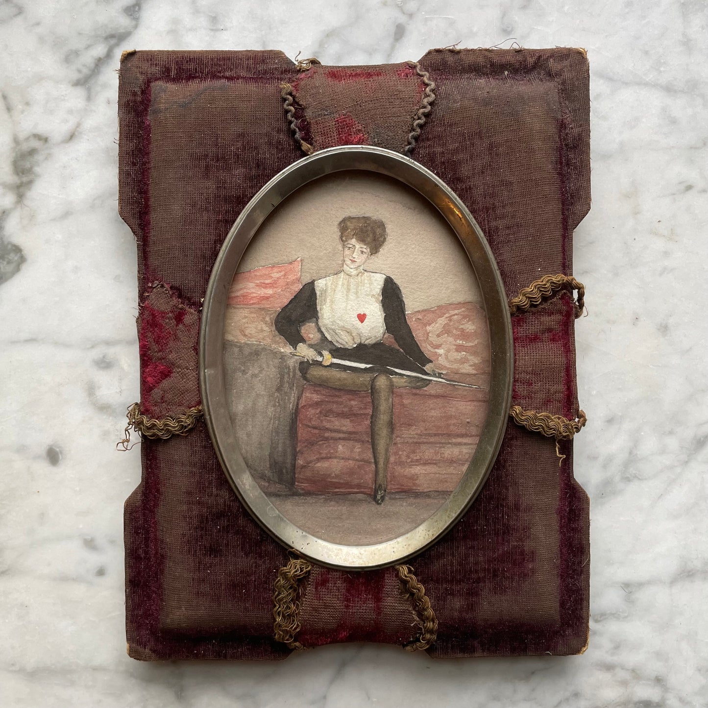 Escrimeuse | Antique Female Fencer Watercolor Painting