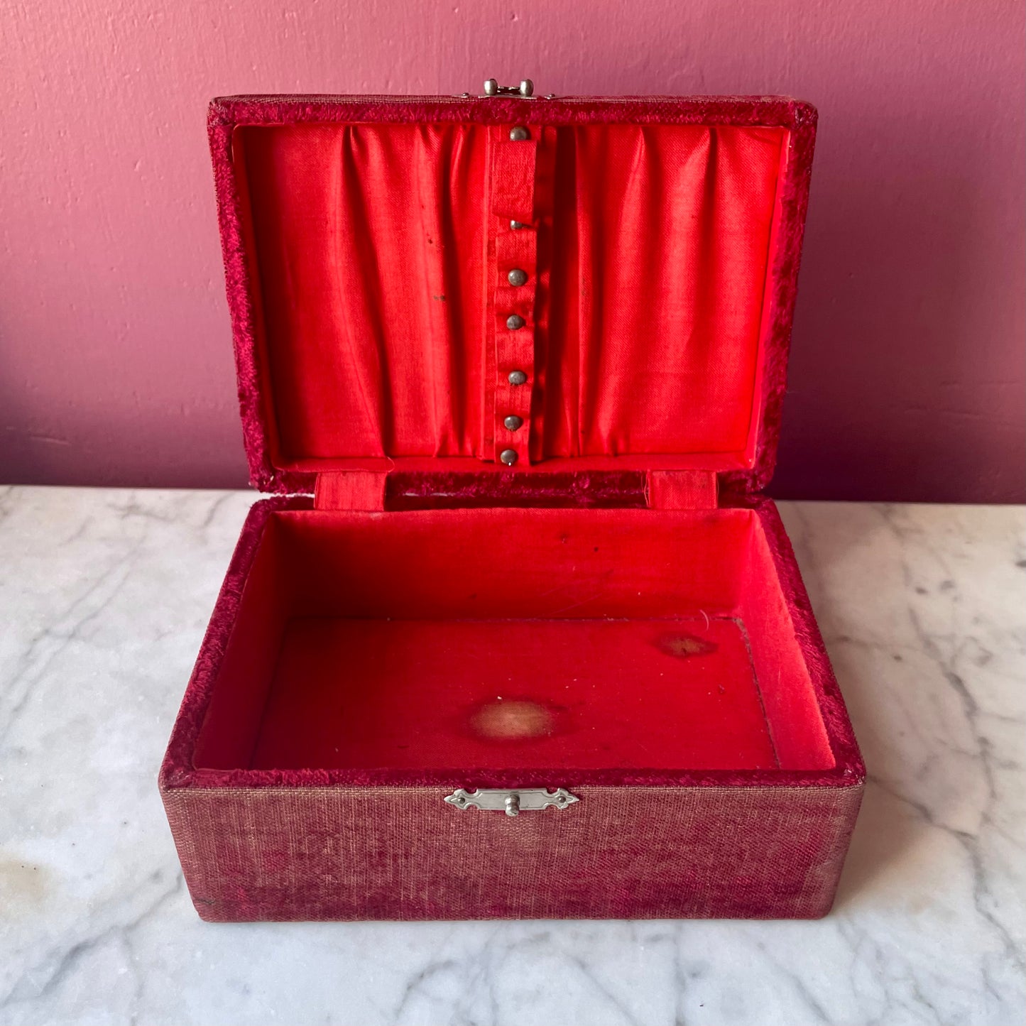 Victorian Red Velvet Sewing Box