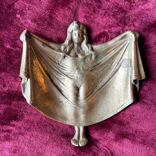 Naughty Art Nouveau Brass Nude Girl Pin Tray