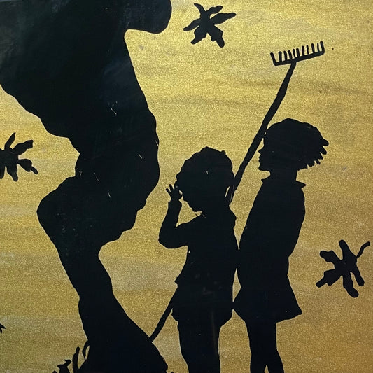 Burning Autumn Leaves | Antique Silhouette