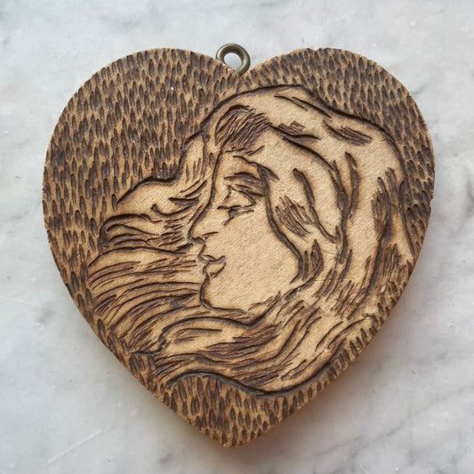 Edwardian Pyrography Heart