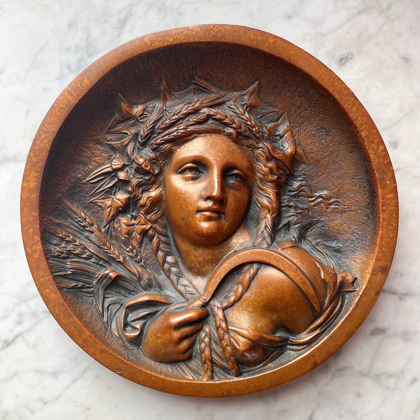 Harvest Goddess | Antique Bradley & Hubard Plaque