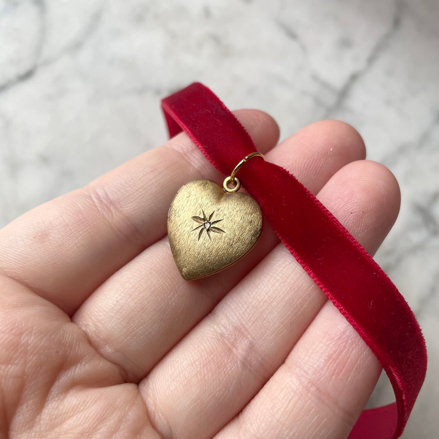 Antique Heart Locket on Velvet Choker