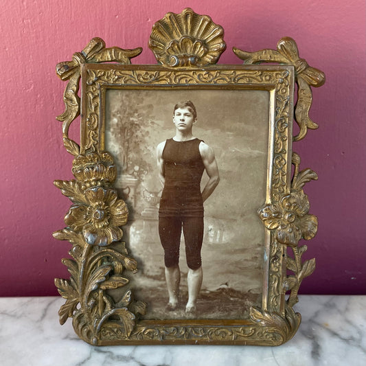 Bathing Boy | Antique Framed Cabinet Card