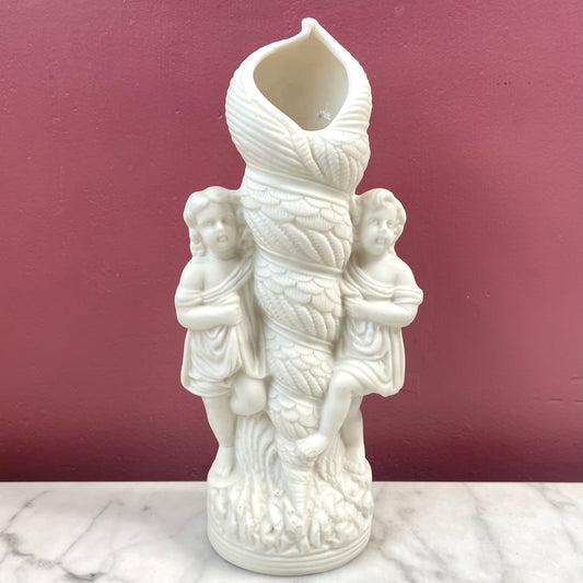 Victorian Parian Seashell Vase