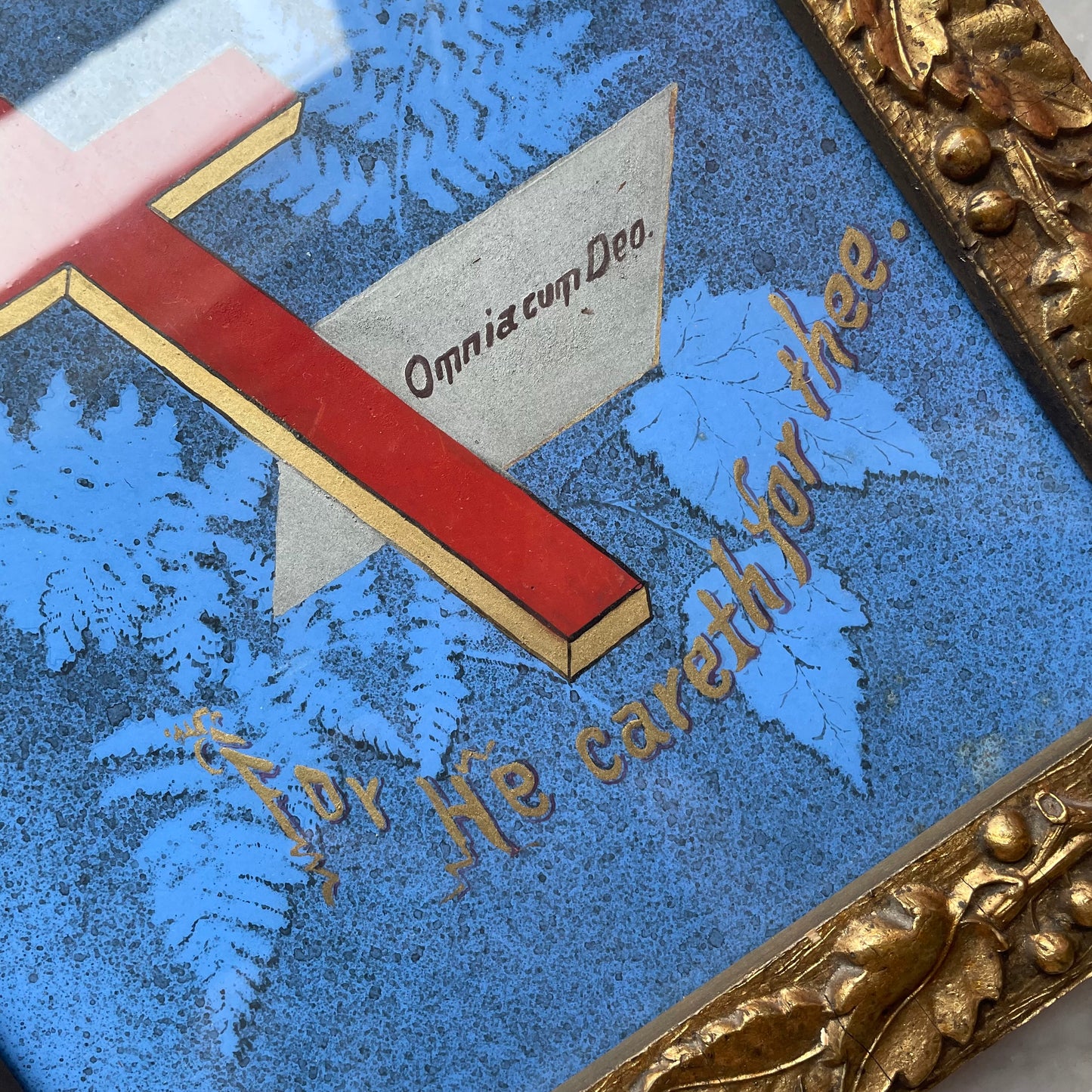 Omnia cum deo | Victorian Devotional Print in Gilded Frame