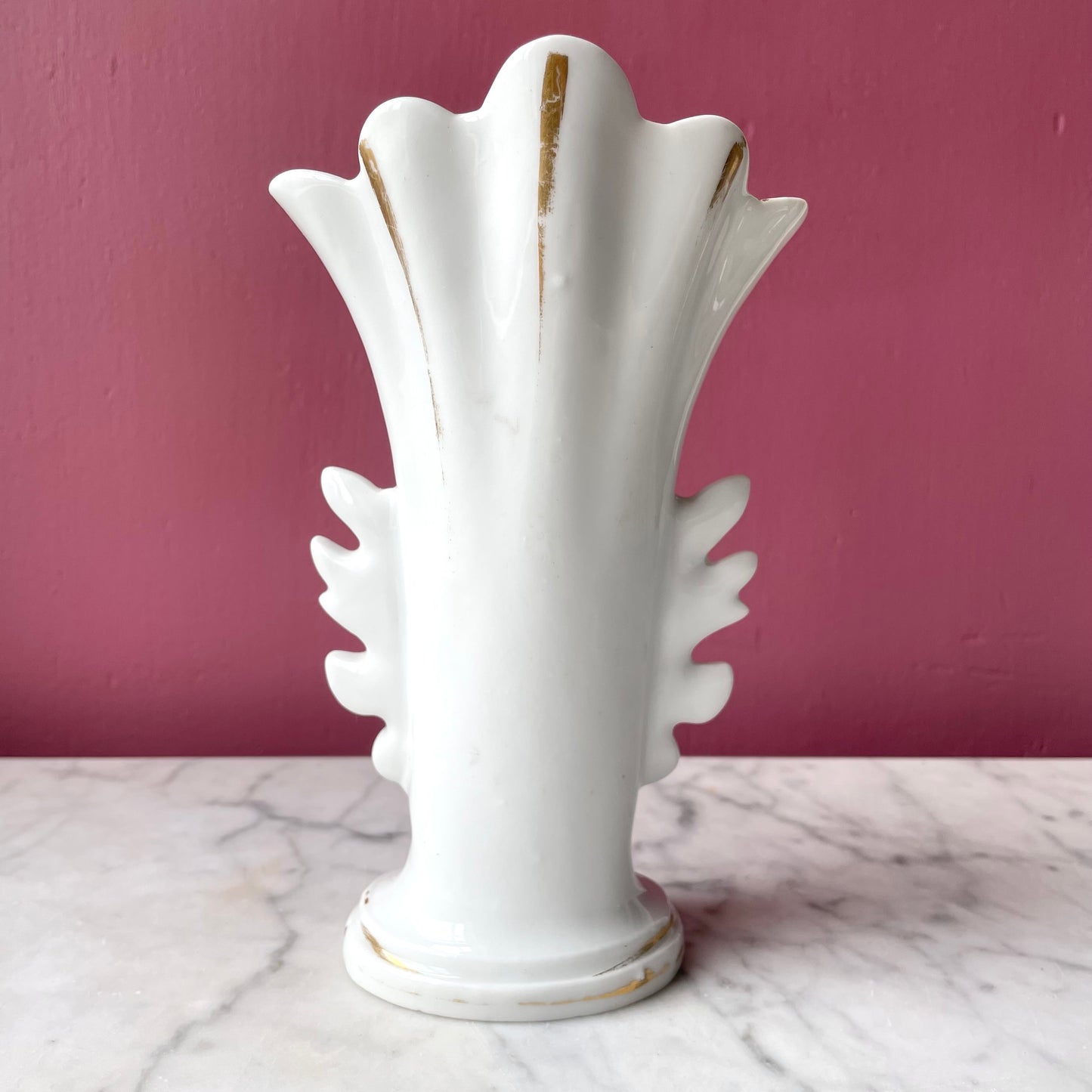 Victorian Hand Painted Porcelain Bud Vase with Roses