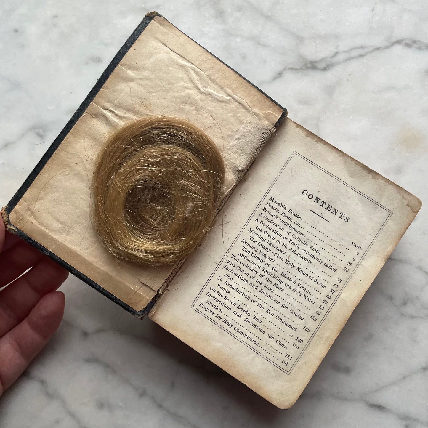 Antique Prayer Book with Lock of Hair