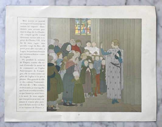 Jeanne d’Arc Antique Print | Double Sided | M. Boutet de Monvel