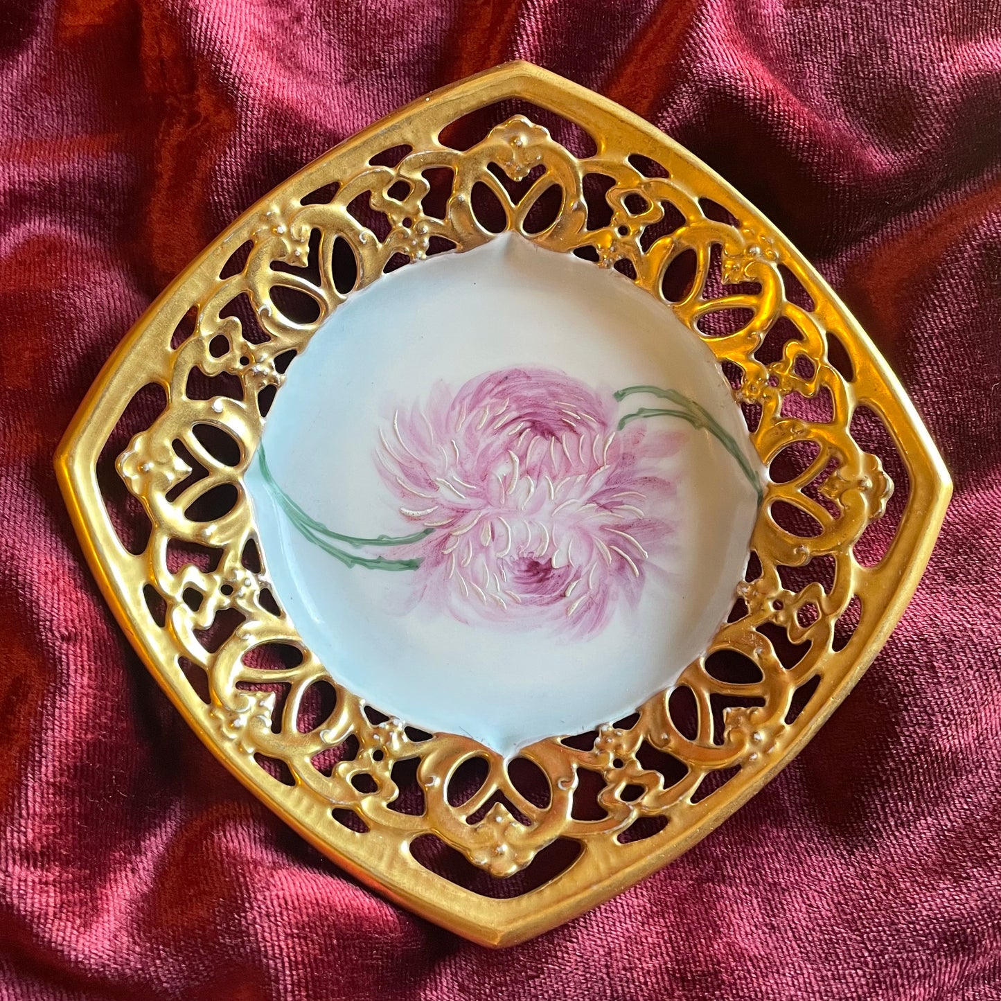 Antique Hand Painted Porcelain Dish | Signed Ida Upton Paine | House of Seven Gables, Salem, MA