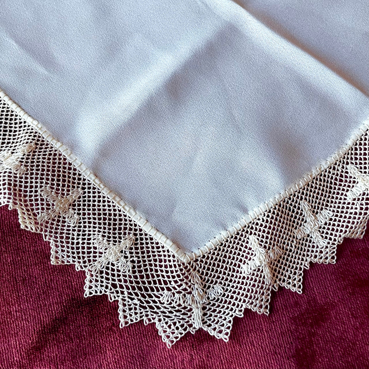 Antique Altar Cloth with Crocheted Cross Edges
