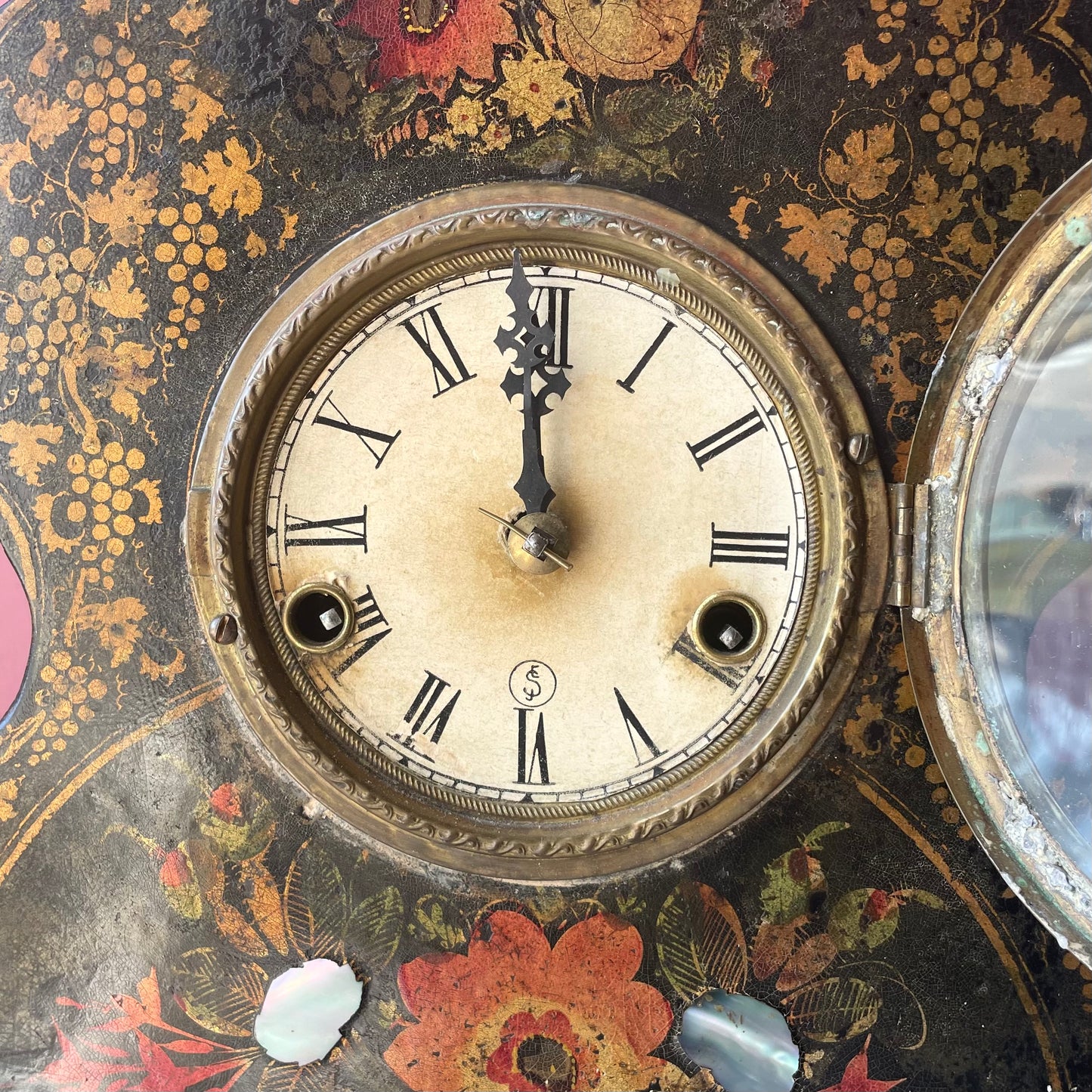 Victorian Mother of Pearl Inlaid Mantel Clock
