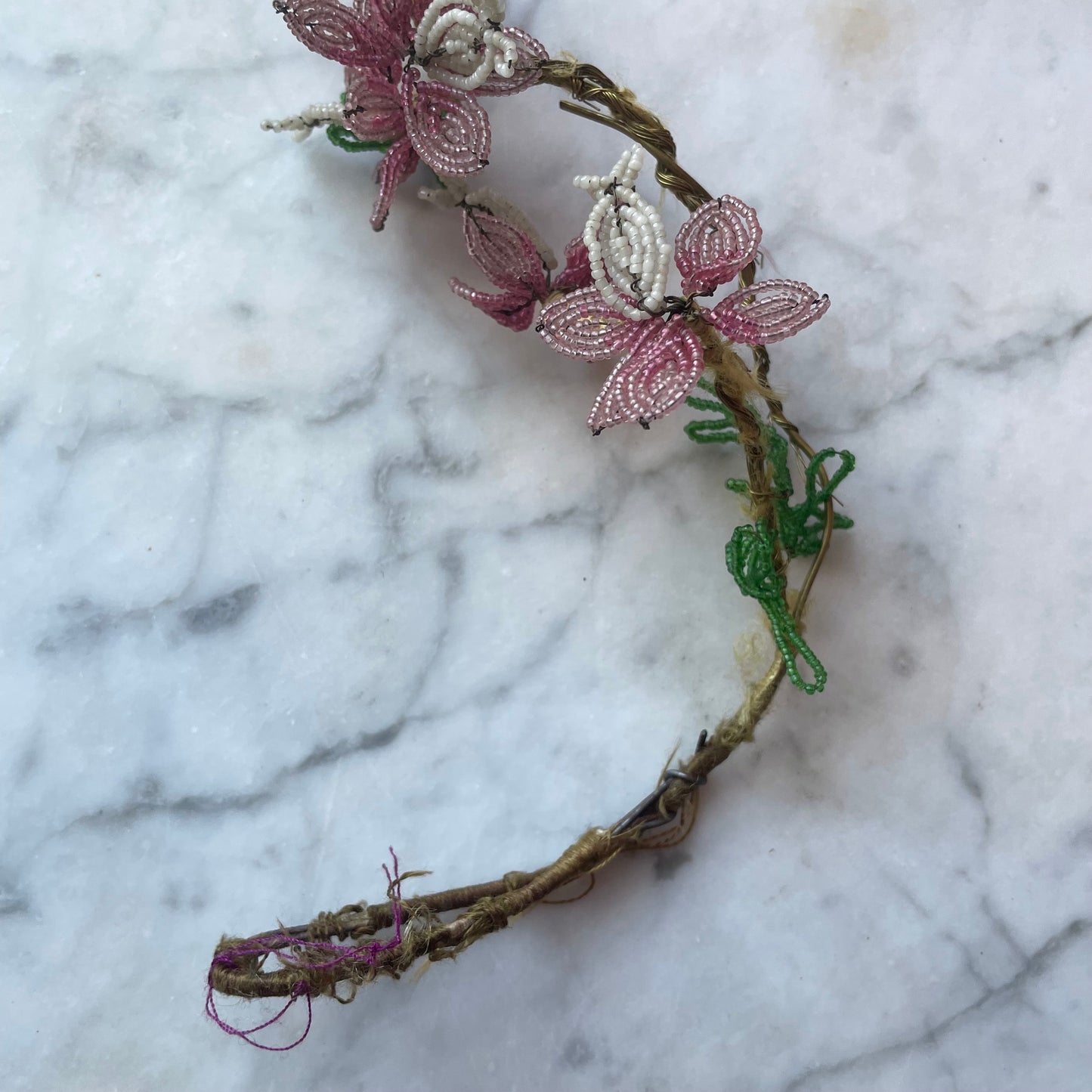 Antique French Beadwork Flowers