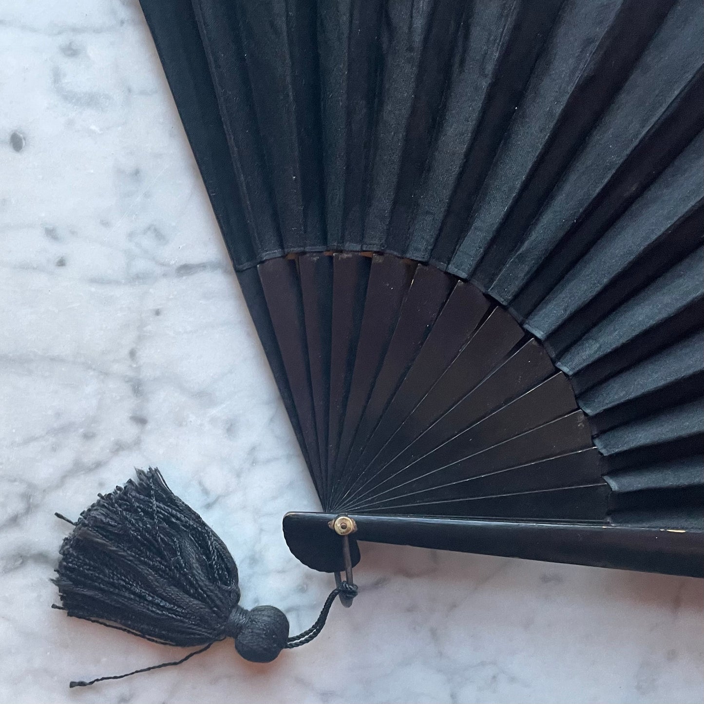 Victorian Black Silk Mourning Fan
