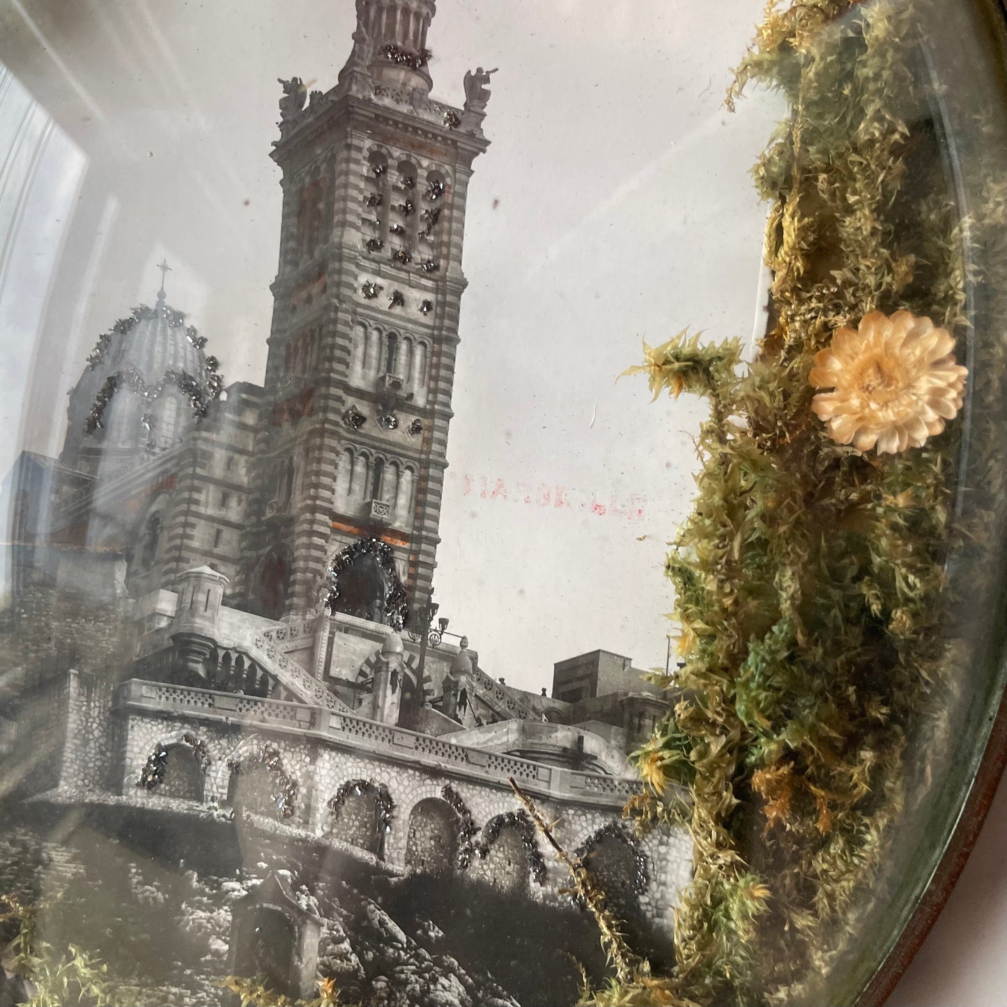 Vintage Marseille Souvenir | Notre Dame de la Garde Basilica under Domed Glass