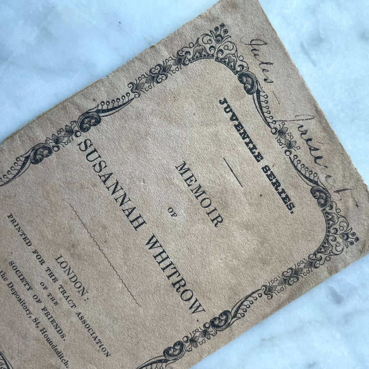 Memoir of Susannah Whitrow | Mourning Chapbook | 1856