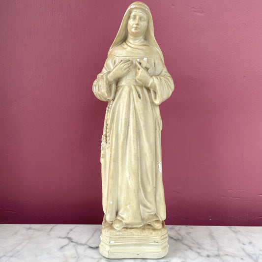 Vintage Saint Thérèse Chalkware Statue