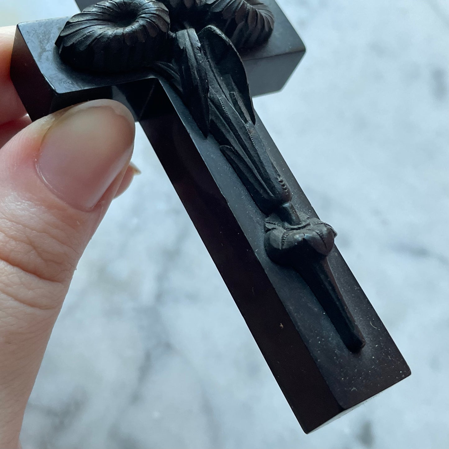 Victorian Mourning Pendant | Large Thermoplastic Cross
