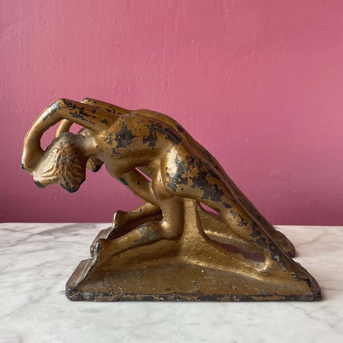 Nude Art Deco Dancer Gilded Cast Iron Bookends