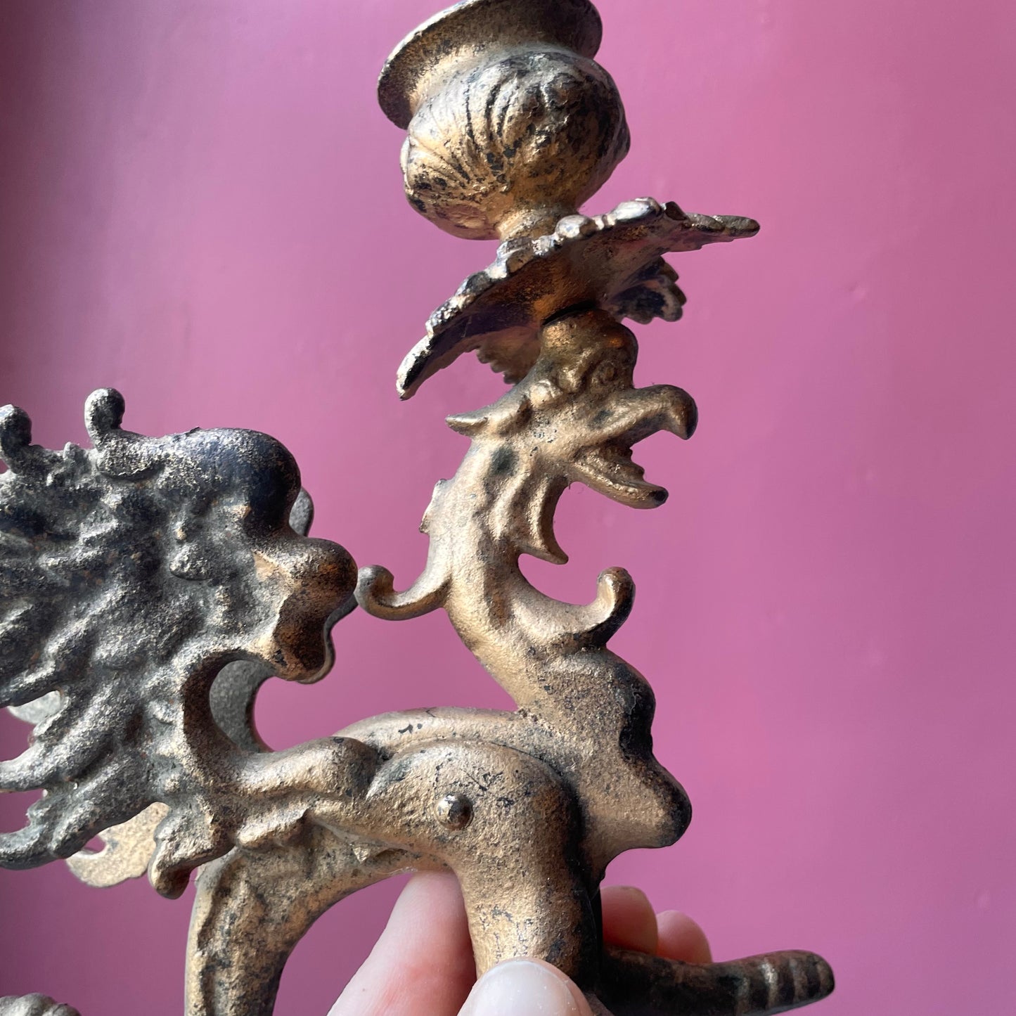 Antique Griffin Candeholder