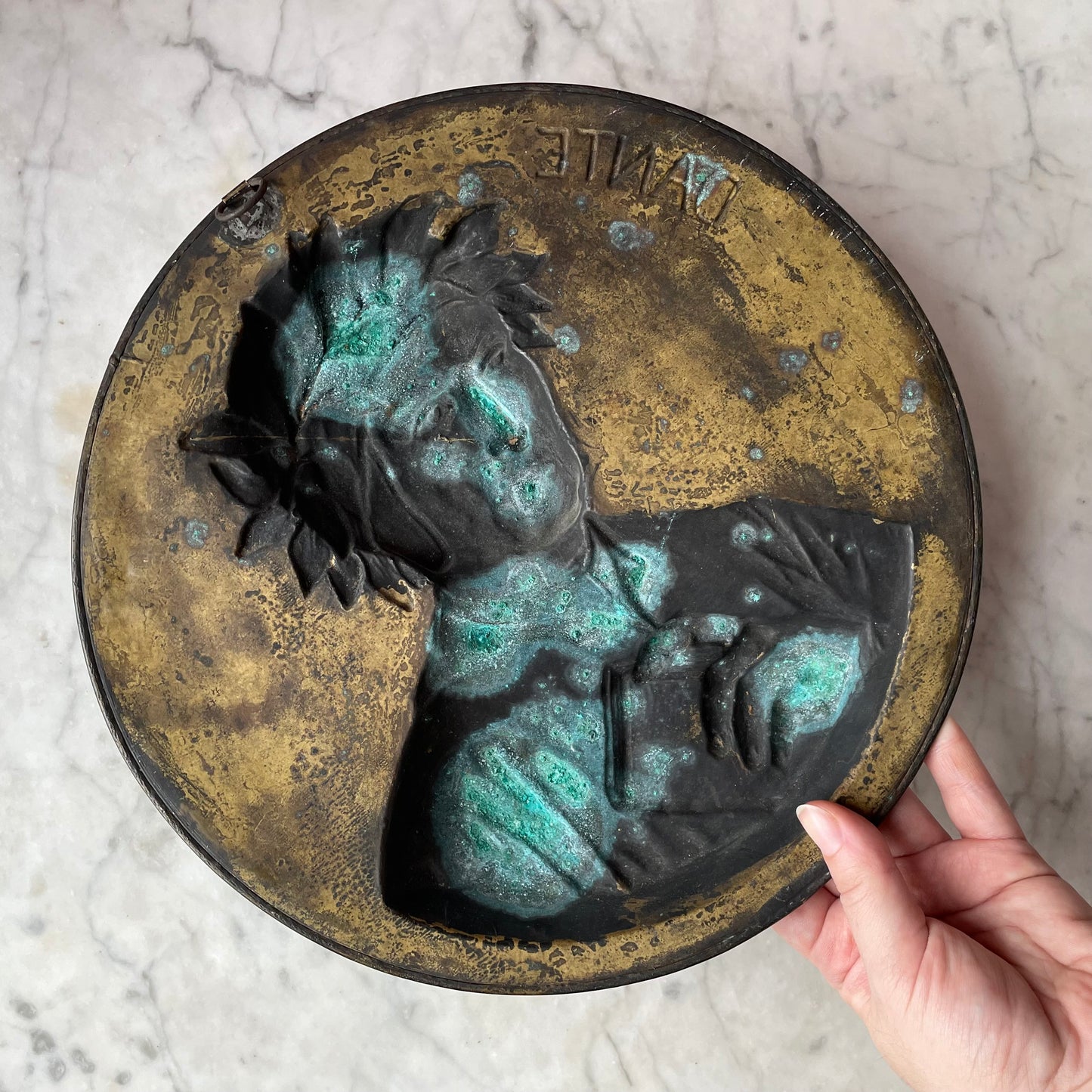 Antique Metal Plaque of Dante Alighieri
