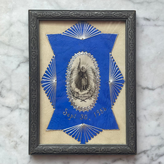 Vintage Joan of Arc Framed Devotional Medallion