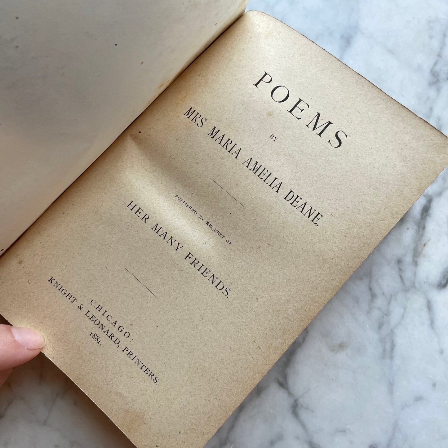 In Memoriam | Poems by Maria Amelia Deane | 1881