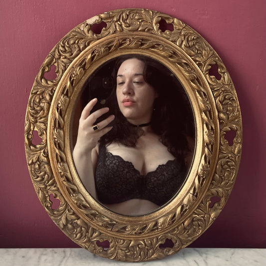 Vintage Baroque Style Oval Gilded Mirror