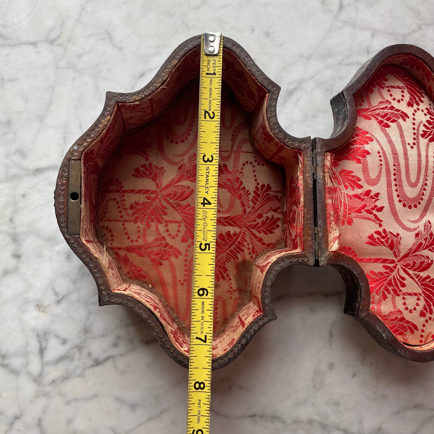 Antique Tooled & Gilded Leather Jewelry Box