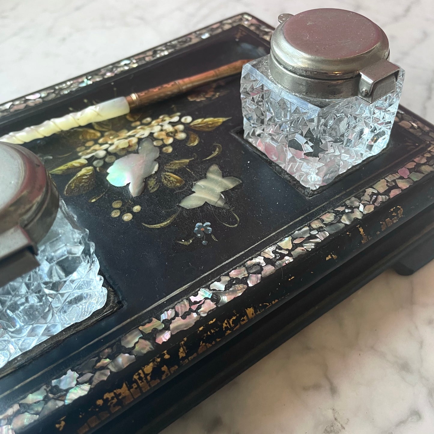 Victorian Mother of Pearl Inlaid Desk Set