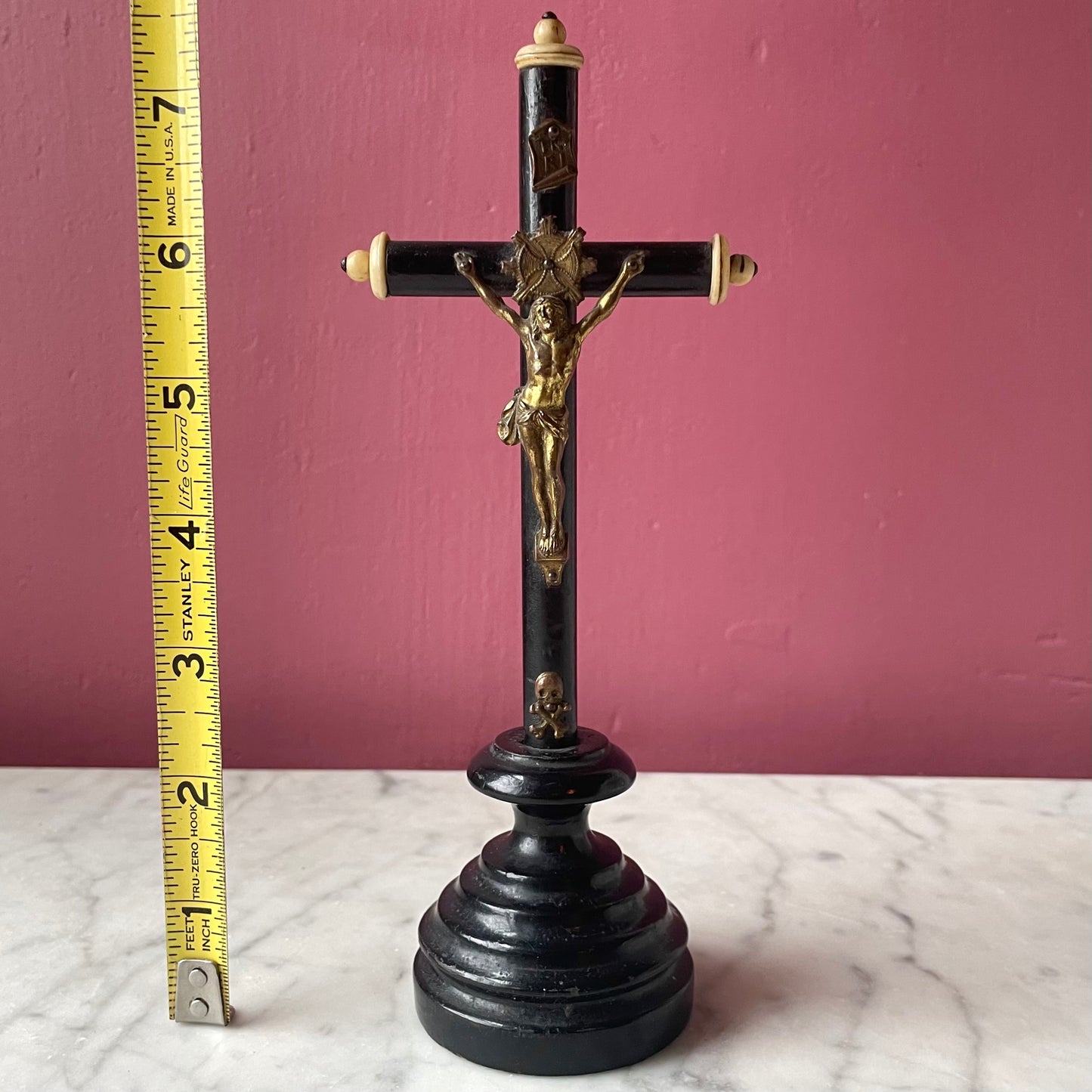Antique Ebony Standing Crucifix
