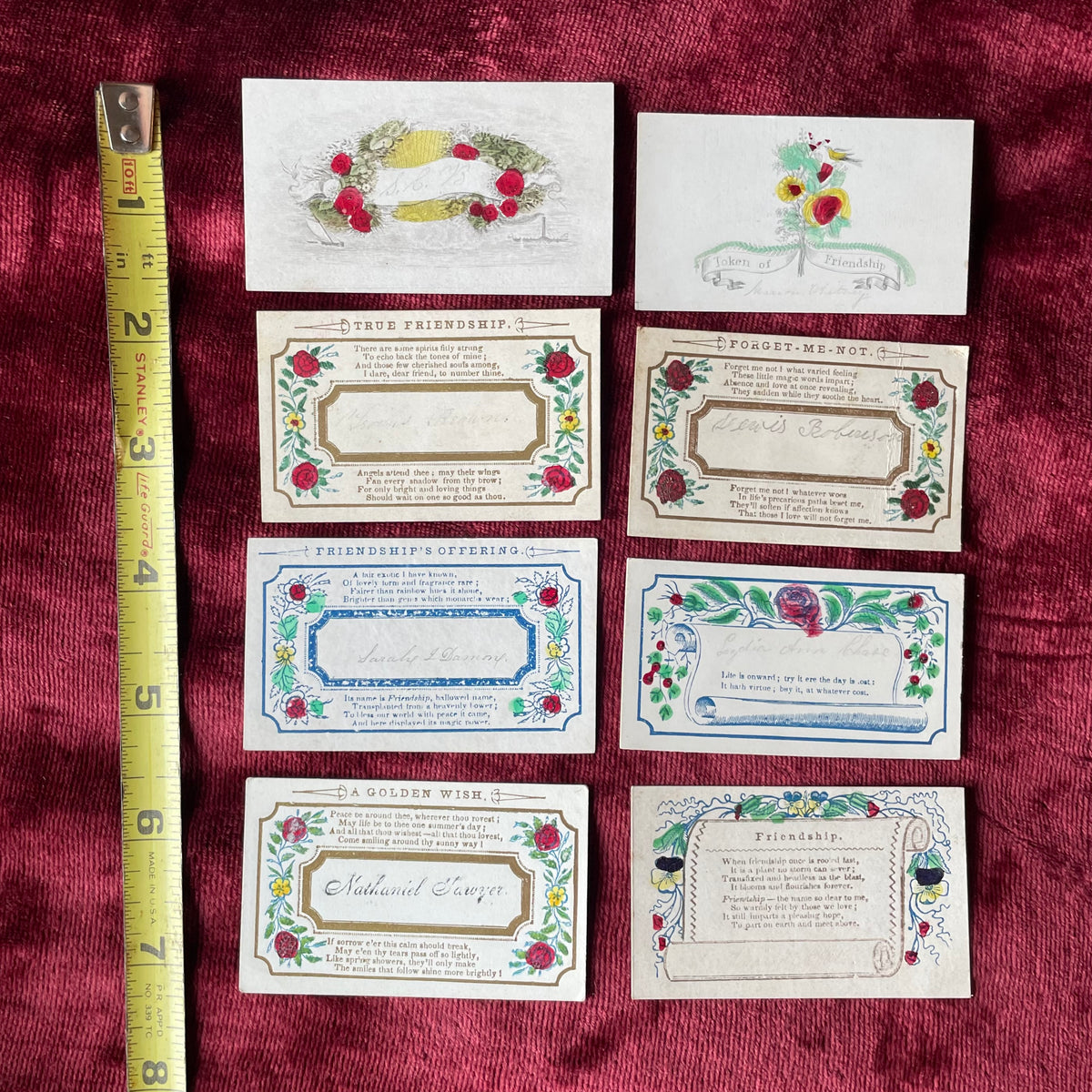 Early Victorian Hand Colored Calling Cards
