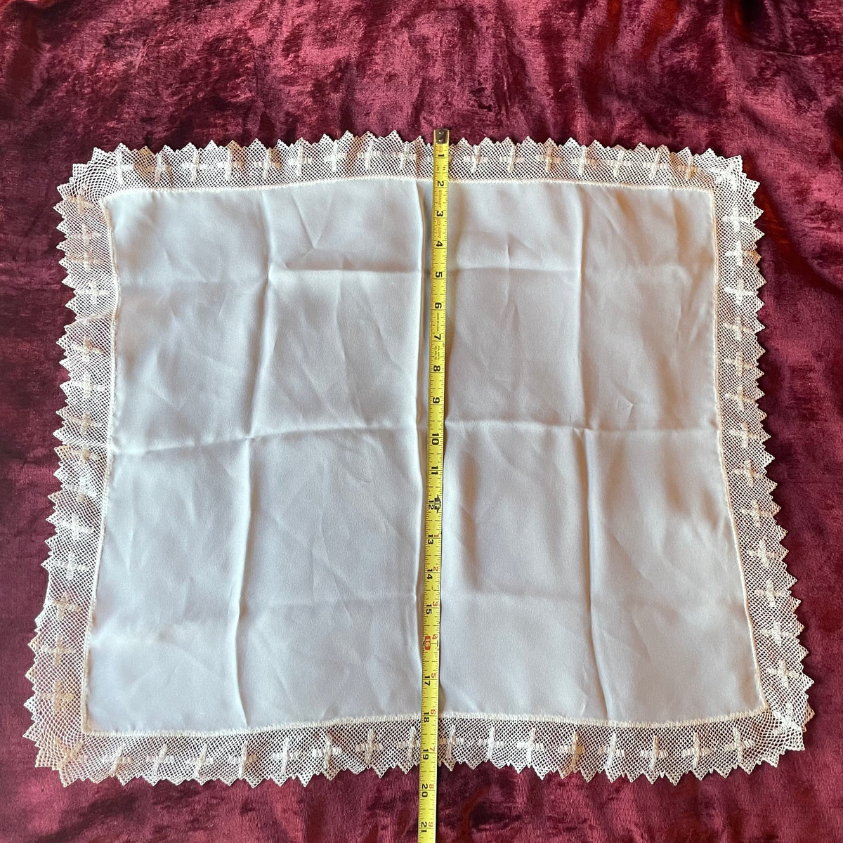 Antique Altar Cloth with Crocheted Cross Edges
