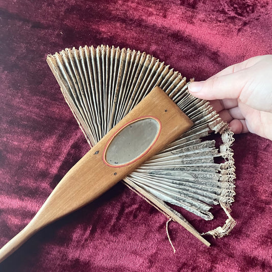 Antique Drawstring Fan with Mirror | Cuba Souvenir