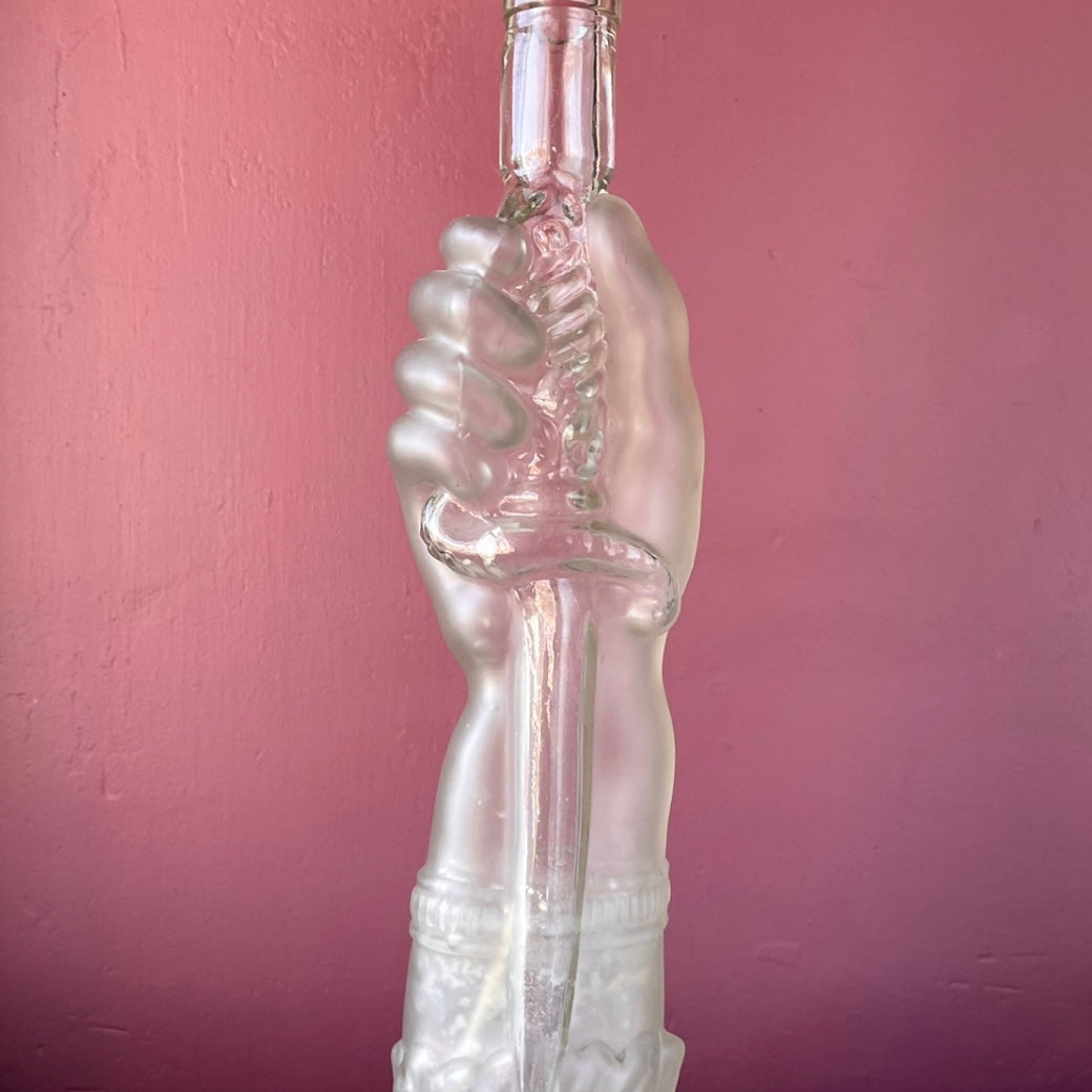 Victorian Hand with Knife Legras Glass Decanter