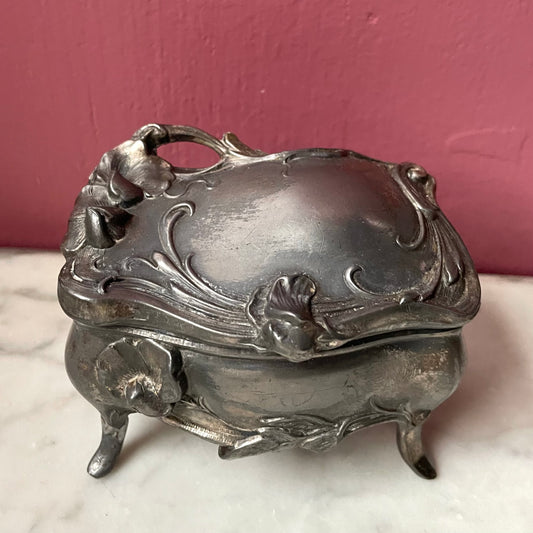 Antique Art Nouveau Jewelry Casket with Poppies