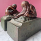 Grieving Girl Antique Art Nouveau Bookends