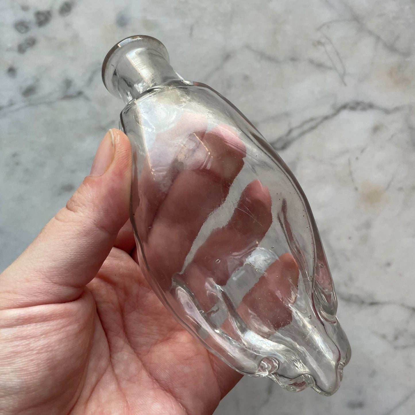 Antique Hand Shaped Glass Bottle