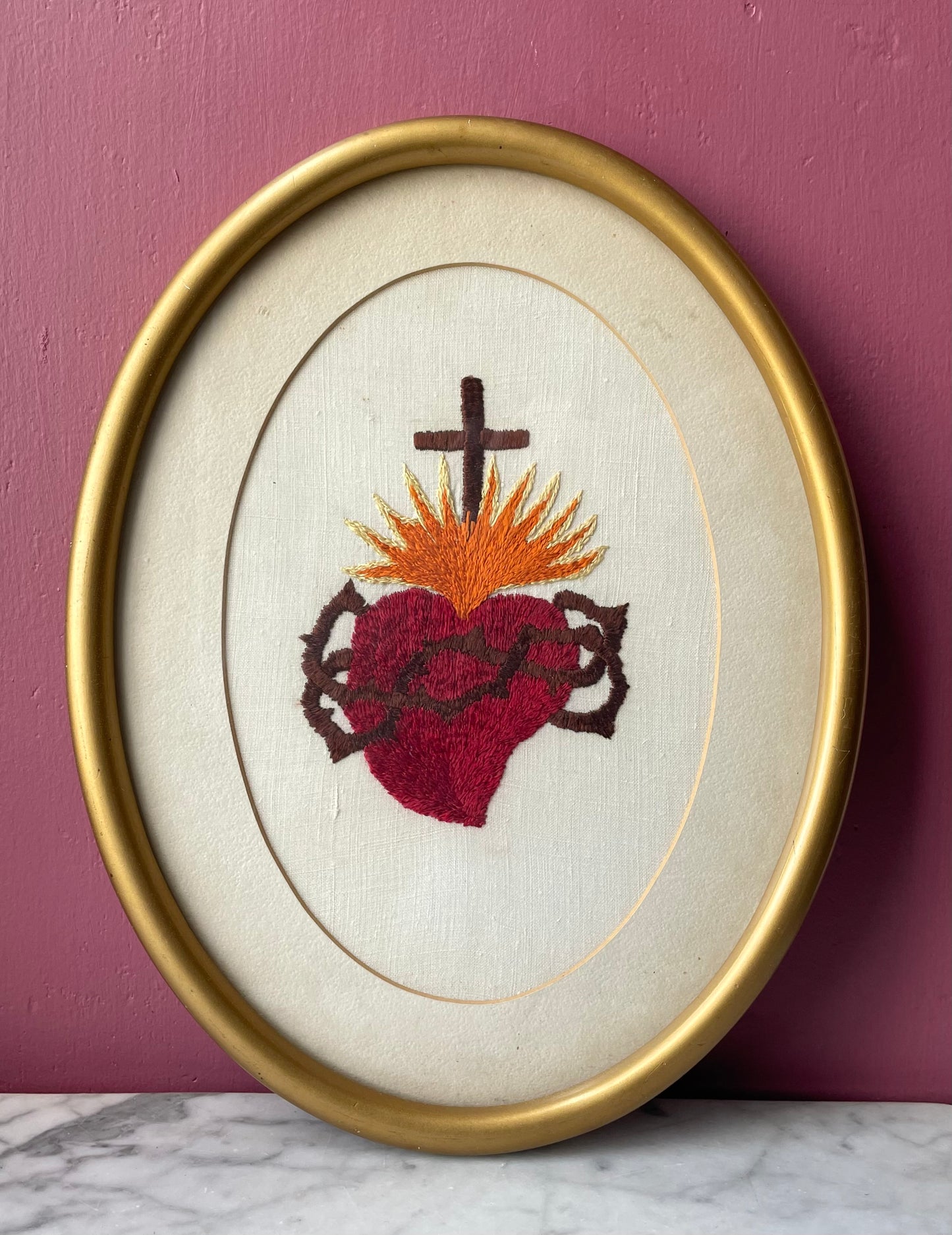 Antique Sacred Heart Embroidery