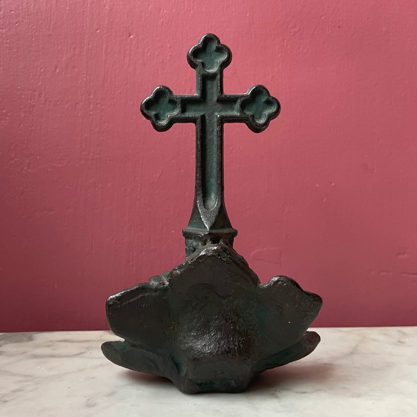 Antique Crucifix Holy Water Font