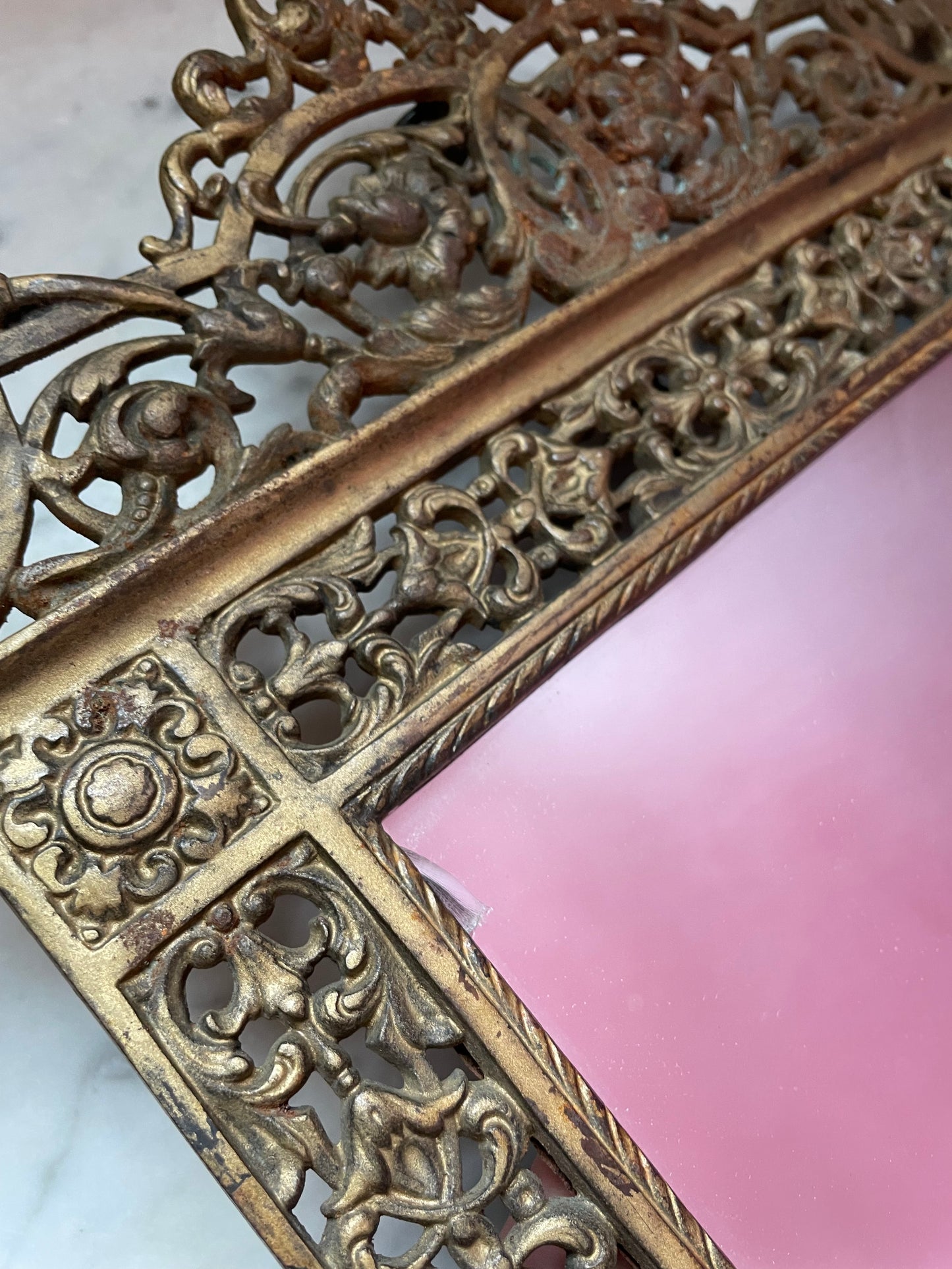 Victorian Ornate Brass Vanity Mirror