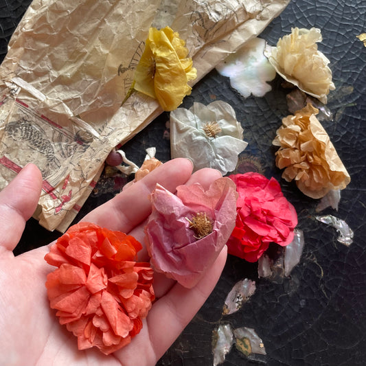 Antique Paper Flowers with Original Bag