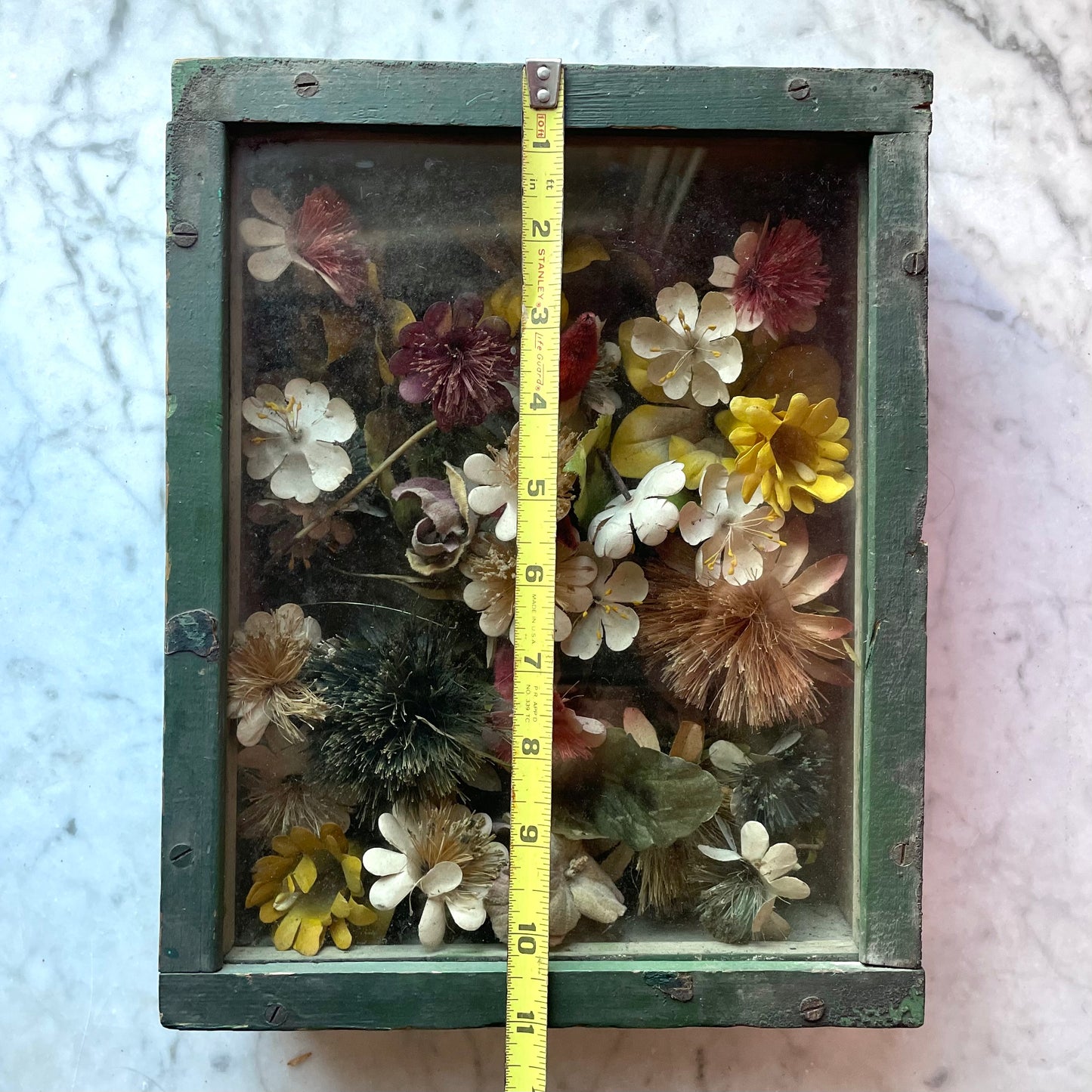 Victorian Shadow Box with Cloth Flowers