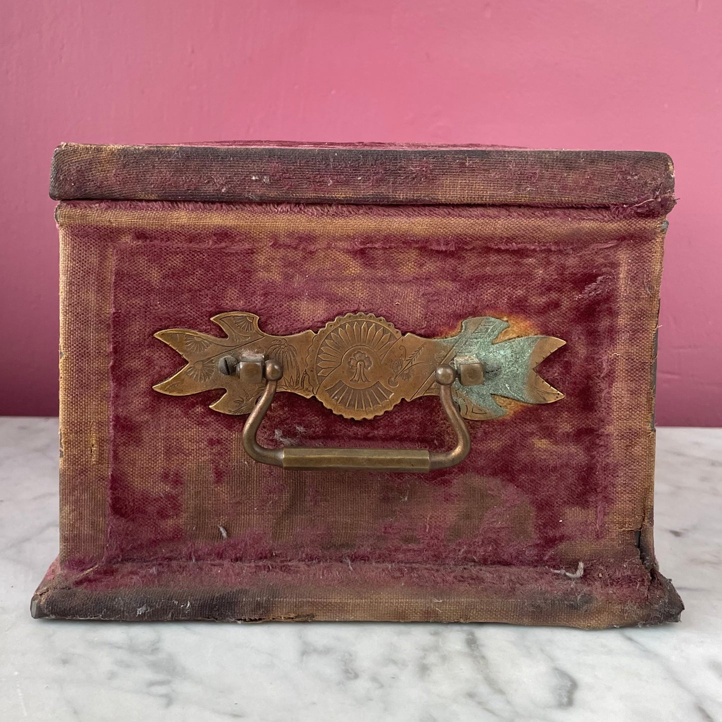 Victorian Velvet Covered Fire Proof Jewelry Box