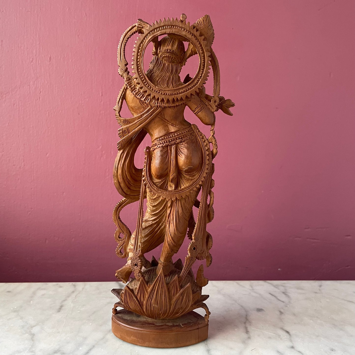 Carved Wood Krishna Statue