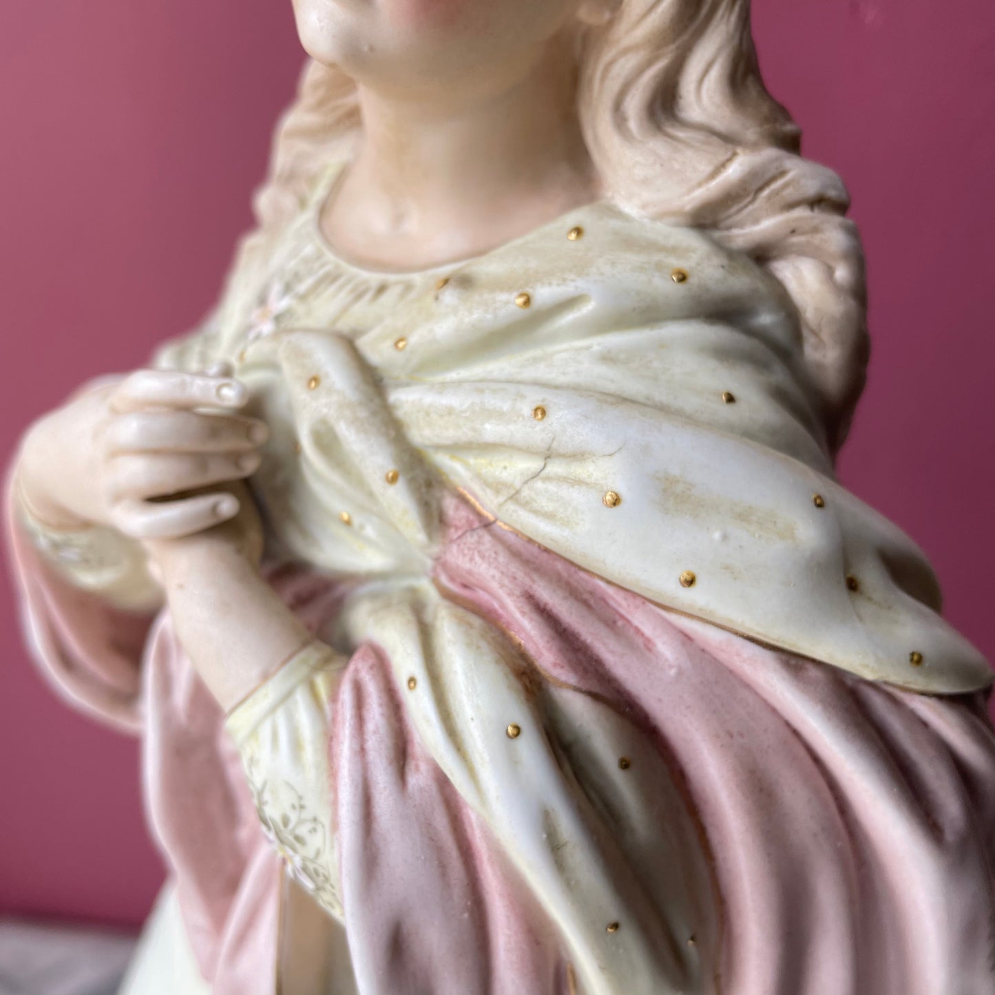 Victorian Immaculate Conception of Mary Bisque Statue