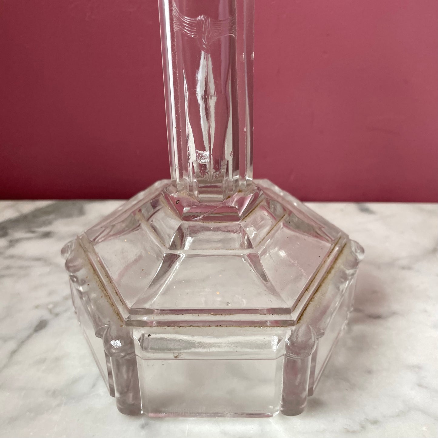 Antique Glass Crucifix Candleholder