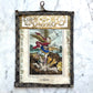 Antique Hand Colored St. Michael Print in Original Frame