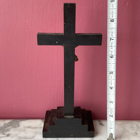 Antique Black Wood Crucifix